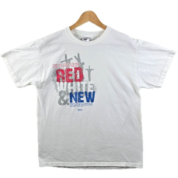 Kerusso Christian Jesus Crucifixion T Shirt Sz Large Red White New Y2k Vtg - Picture 1 of 7